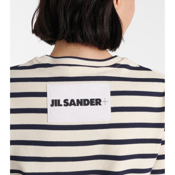 JIL SANDER Mariniere Ivory Black Striped Cotton Jersey T-Shirt, Size S - Picture 4 of 15